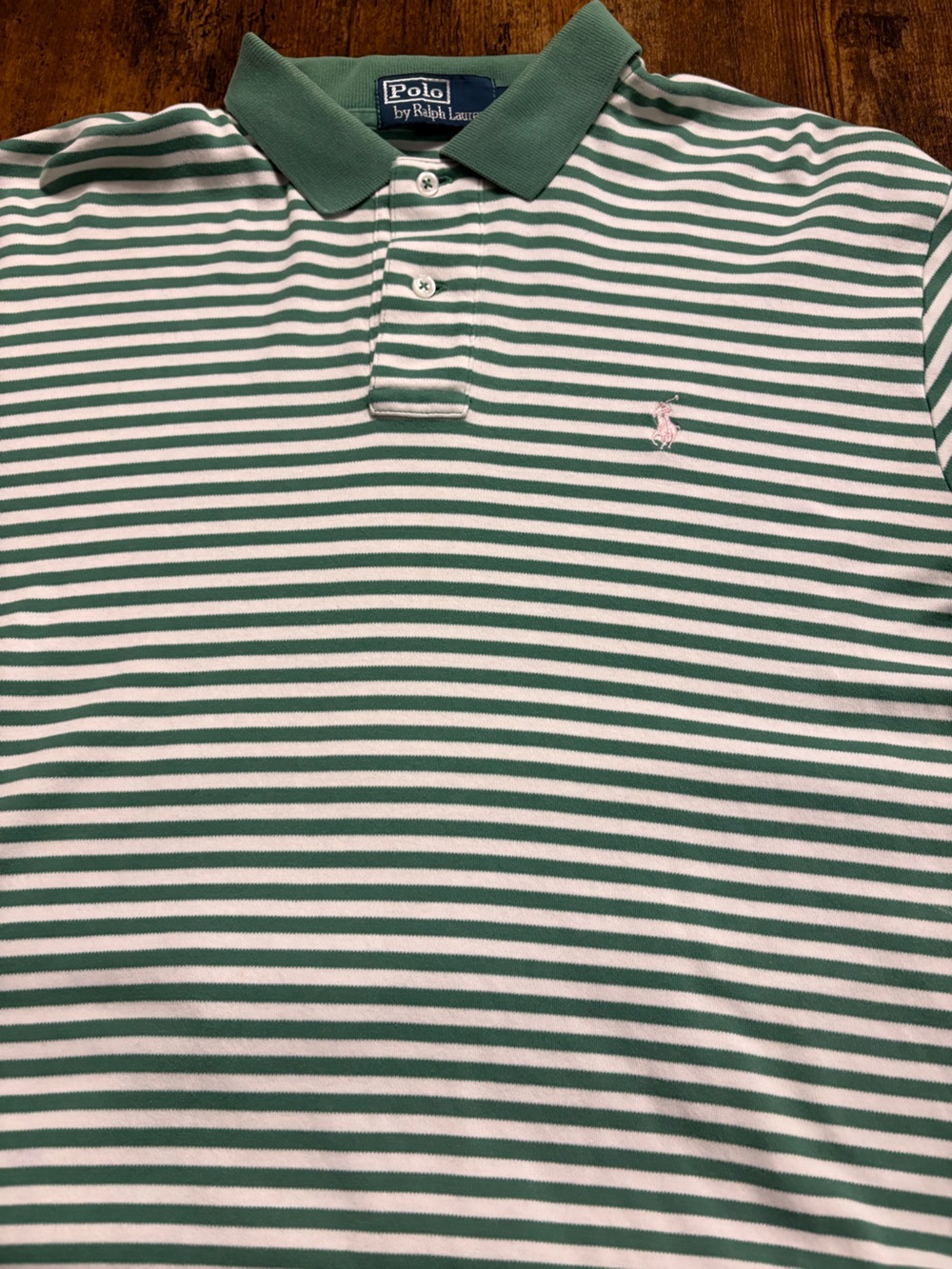 Men’s Medium Polo by Ralph Lauren Green & White Striped